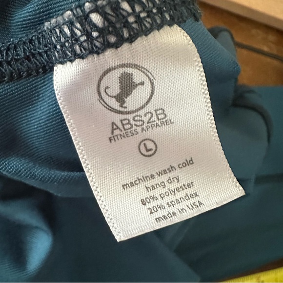 ABS2B Fitness Apparel Teal High-Waisted Leggings with Pockets Large - Picture 6 of 6
